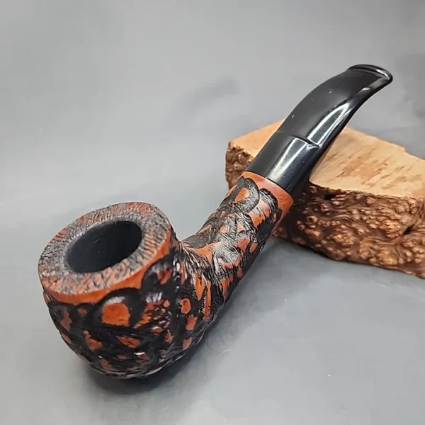 Baraccini Rusticated Bent Estate Briar Pipe, Unsmoked [SOLD OUT] - Image 3
