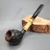 Karim Rusticated Bamboo Shank Handmade Briar Pipe, New [SOLD OUT] - Image 3
