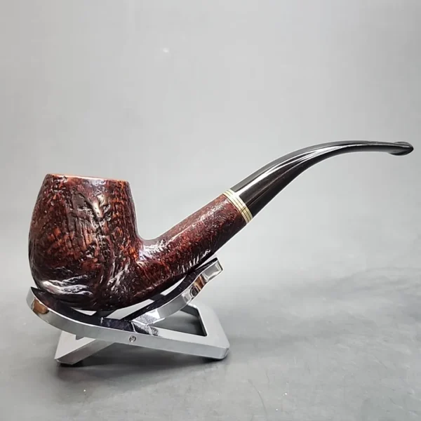 Savinelli Luxor 602 Sandblasted Bent Billiard Estate Briar Pipe, 6mm [SOLD OUT] - Image 3
