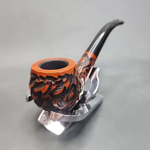 Baraccini Rusticated Bent Apple Estate Briar Pipe, Unsmoked [SOLD OUT] - Image 4