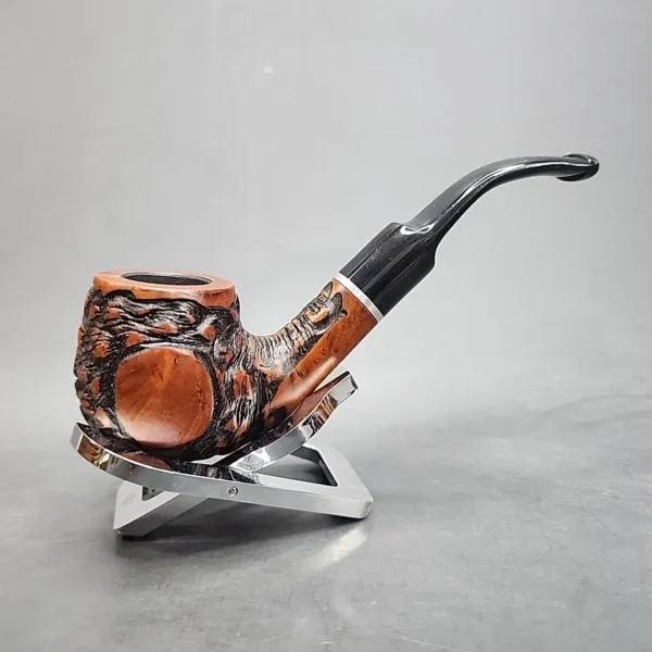 Baraccini Rusticated Bent Apple Estate Briar Pipe, Unsmoked [SOLD OUT] - Image 4