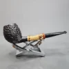 Karim Rusticated Bamboo Shank Handmade Briar Pipe, New [SOLD OUT] - Image 4
