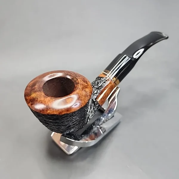No Name Partially Rusticated Bent Dublin Estate Briar Pipe, Unsmoked [SOLD OUT] - Image 4