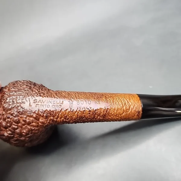 Savinelli Punto Oro Corallo 8010 KS, Rusticated Bent Billiard Estate Briar Pipe [SOLD OUT] - Image 10