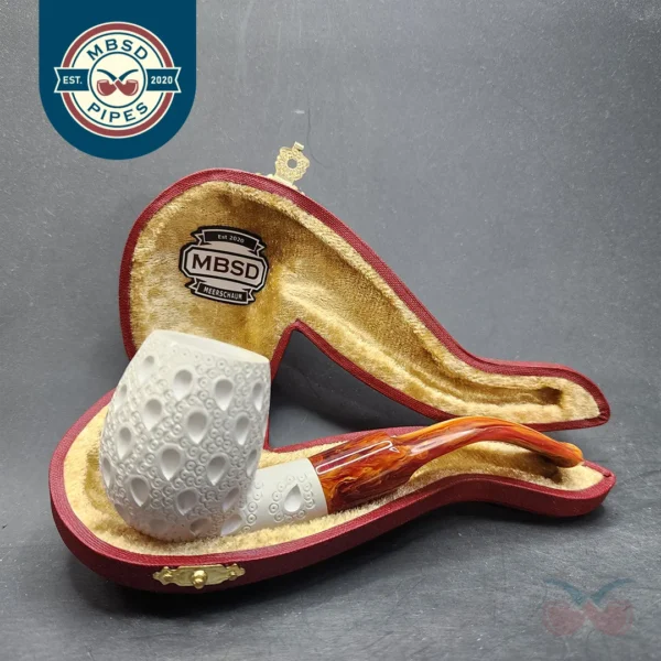 MBSD Meerschaum Lattice Block Meerschaum Pipe, Fitted Case [SOLD OUT]