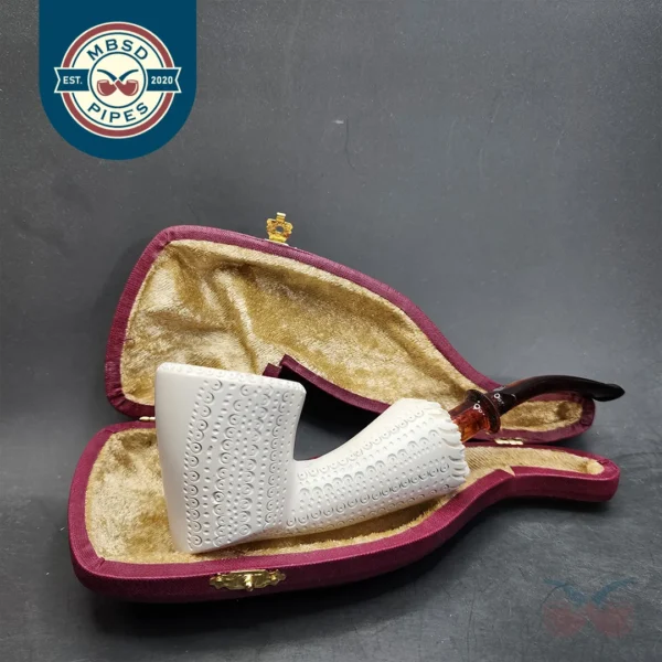MBSD Meerschaum Classic Bent Dublin Block Meerschaum Pipe, Fitted Case