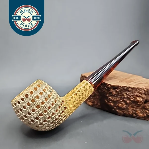 True Lattice Straight Apple Block Meerschaum Pipe [SOLD OUT]