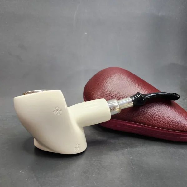 MBSD Meerschaum Silver Spigot Grip Block Meerschaum Pipe - Image 3