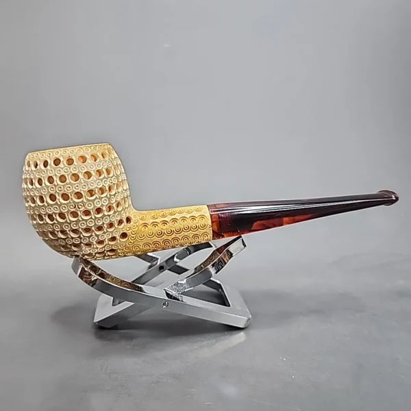 True Lattice Straight Apple Block Meerschaum Pipe [SOLD OUT] - Image 3