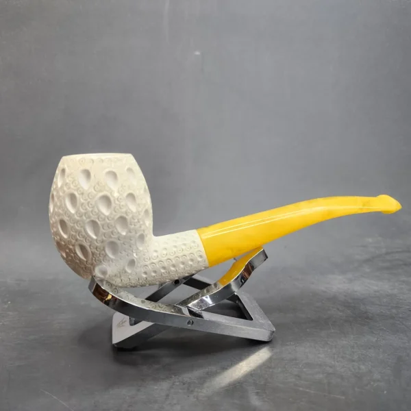 MBSD Meerschaum Lattice Bent Egg Block Meerschaum Pipe, Fitted Case [SOLD OUT] - Image 4