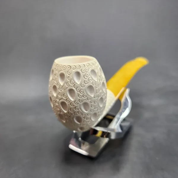 MBSD Meerschaum Lattice Bent Egg Block Meerschaum Pipe, Fitted Case [SOLD OUT] - Image 5