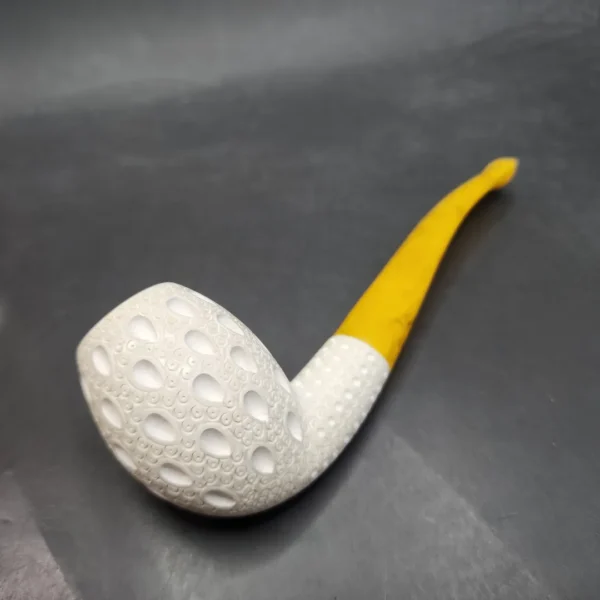 MBSD Meerschaum Lattice Bent Egg Block Meerschaum Pipe, Fitted Case [SOLD OUT] - Image 9