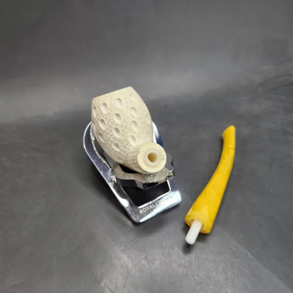 MBSD Meerschaum Lattice Bent Egg Block Meerschaum Pipe, Fitted Case [SOLD OUT] - Image 12