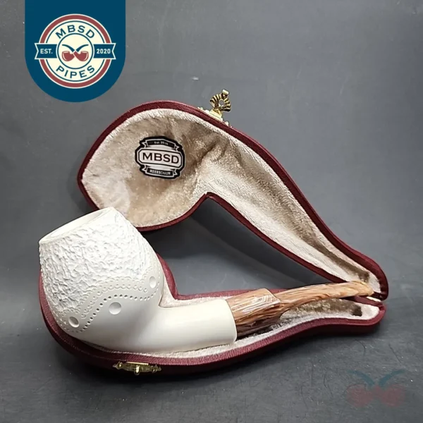 MBSD Meerschaum Deluxe Anse Block Meerschaum Pipe, Briar-Mortis, 9mm [SOLD OUT]