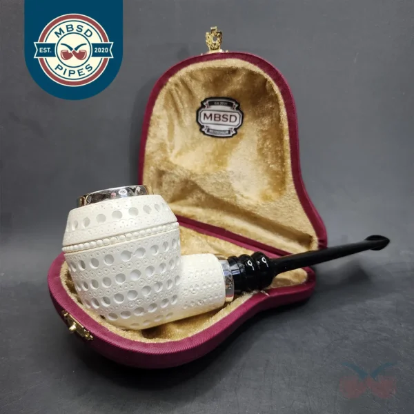 MBSD Meerschaum Silver Spigot Lattice Rhodesian Block Meerschaum Pipe [SOLD OUT]