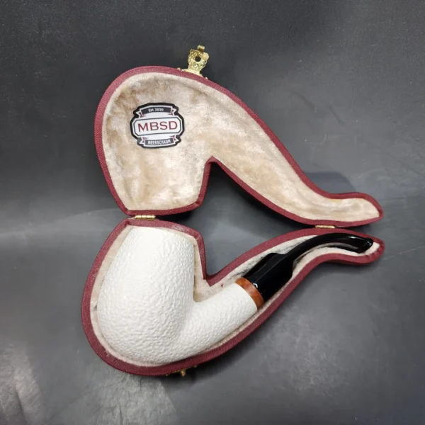 MBSD Meerschaum Deluxe Rusticated Bent Egg Block Meerschaum Pipe, Briar-Mortis [SOLD OUT] - Image 3
