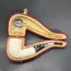 MBSD Meerschaum Rusticated Bent Dublin Block Meerschaum Pipe - Image 3