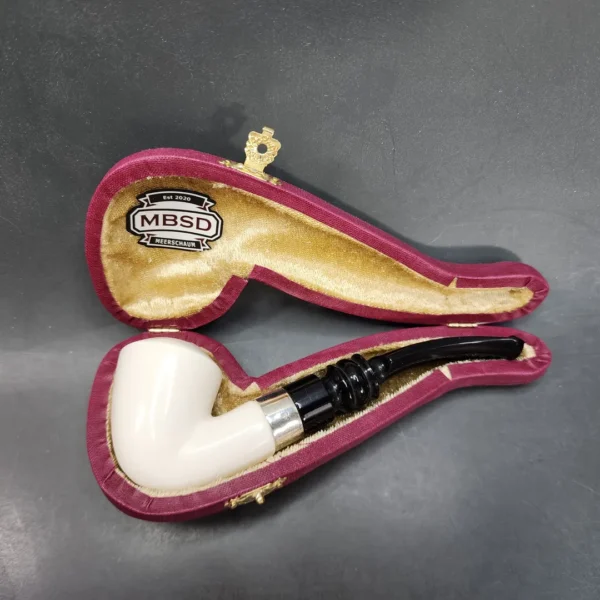 MBSD Meerschaum Classic Bent Dublin Block Meerschaum Pipe, 925 Silver - Image 3