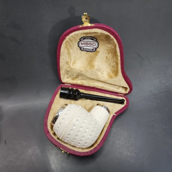 MBSD Meerschaum Silver Spigot Lattice Rhodesian Block Meerschaum Pipe [SOLD OUT] - Image 3