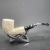 MBSD Meerschaum Rusticated Bent Dublin Block Meerschaum Pipe - Image 4