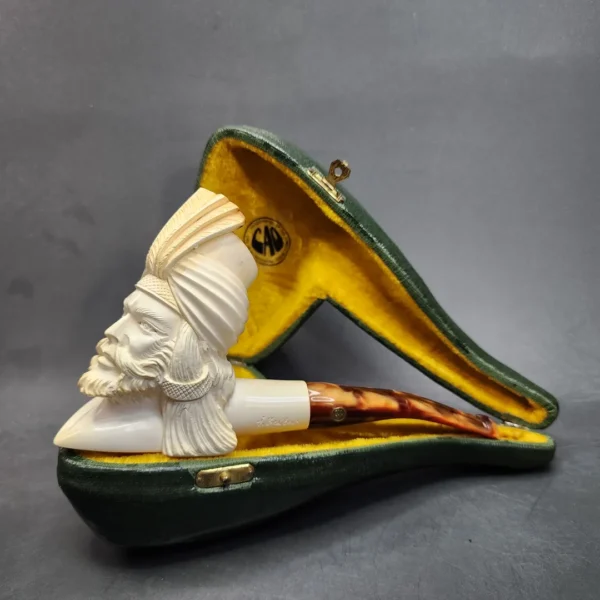 CAO Ismet Bekler Hand carved Sultan Block Meerschaum Pipe - Image 4