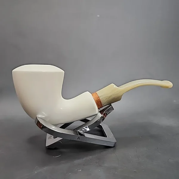 MBSD Meerschaum Deluxe Bent Rhodesian Block Meerschaum Pipe, Briar-Mortise [SOLD OUT] - Image 5