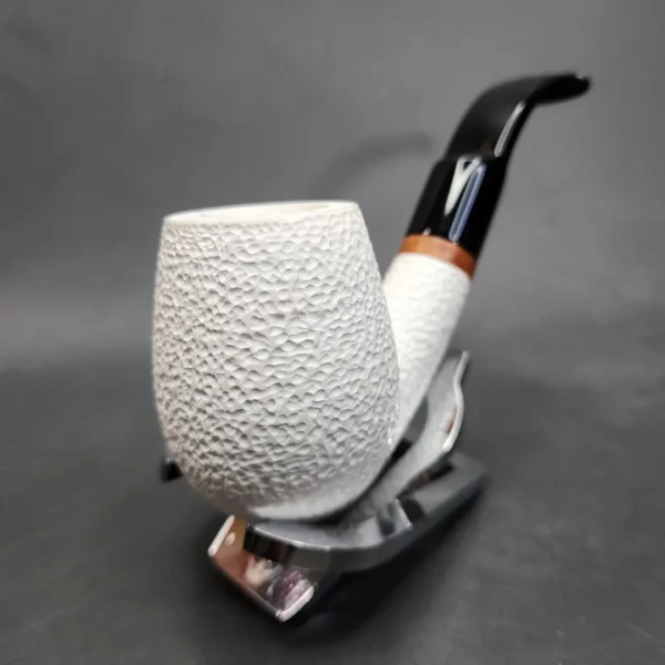 MBSD Meerschaum Deluxe Rusticated Bent Egg Block Meerschaum Pipe, Briar-Mortis [SOLD OUT] - Image 5