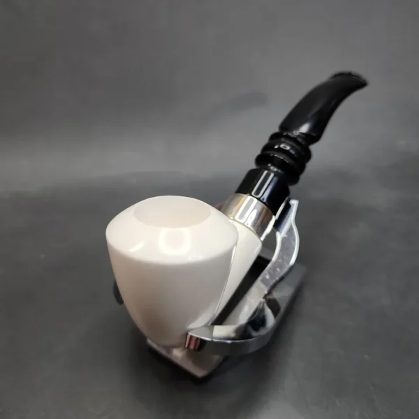 MBSD Meerschaum Classic Bent Dublin Block Meerschaum Pipe, 925 Silver - Image 5