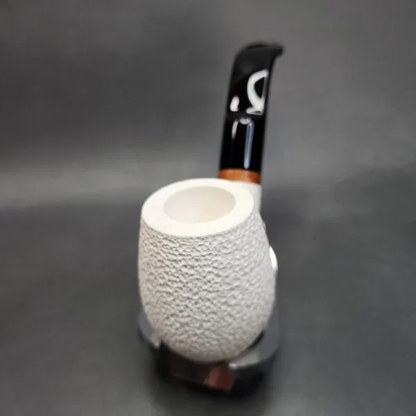 MBSD Meerschaum Deluxe Rusticated Bent Egg Block Meerschaum Pipe, Briar-Mortis [SOLD OUT] - Image 6