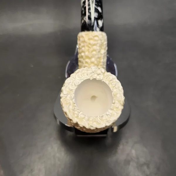 MBSD Meerschaum Rusticated Bent Dublin Block Meerschaum Pipe - Image 6