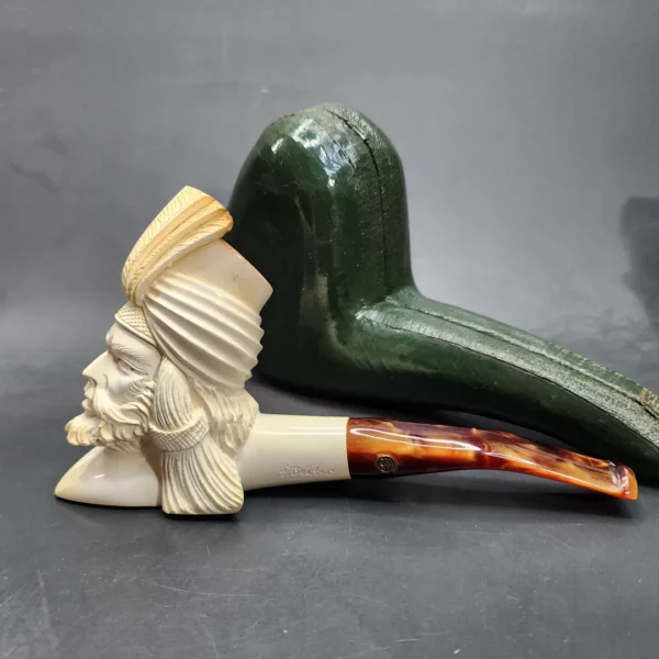 CAO Ismet Bekler Hand carved Sultan Block Meerschaum Pipe - Image 6