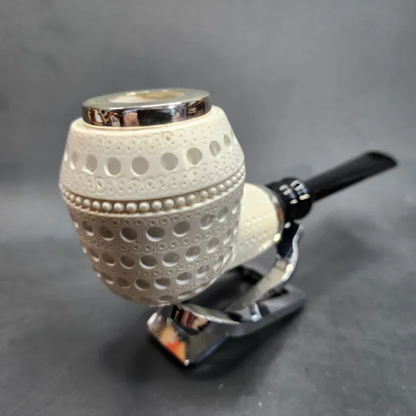 MBSD Meerschaum Silver Spigot Lattice Rhodesian Block Meerschaum Pipe [SOLD OUT] - Image 6