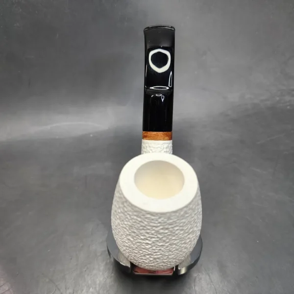 MBSD Meerschaum Deluxe Rusticated Bent Egg Block Meerschaum Pipe, Briar-Mortis [SOLD OUT] - Image 7