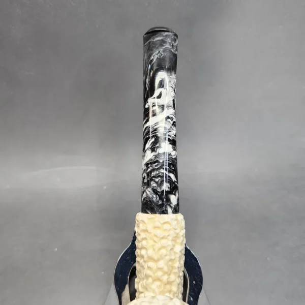 MBSD Meerschaum Rusticated Bent Dublin Block Meerschaum Pipe - Image 7