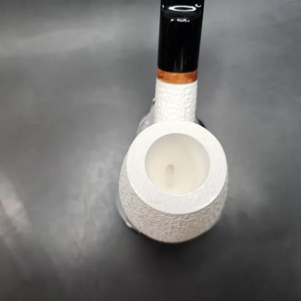 MBSD Meerschaum Deluxe Rusticated Bent Egg Block Meerschaum Pipe, Briar-Mortis [SOLD OUT] - Image 8