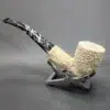 MBSD Meerschaum Rusticated Bent Dublin Block Meerschaum Pipe - Image 8