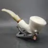 MBSD Meerschaum Deluxe Bent Rhodesian Block Meerschaum Pipe, Briar-Mortise [SOLD OUT] - Image 9