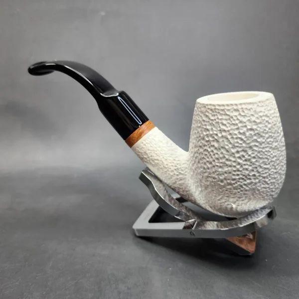 MBSD Meerschaum Deluxe Rusticated Bent Egg Block Meerschaum Pipe, Briar-Mortis [SOLD OUT] - Image 9