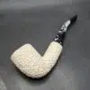 MBSD Meerschaum Rusticated Bent Dublin Block Meerschaum Pipe - Image 9