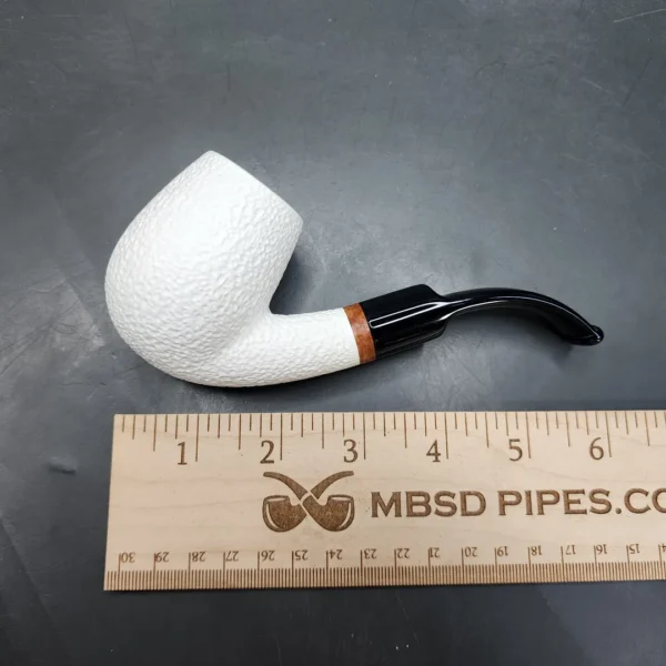 MBSD Meerschaum Deluxe Rusticated Bent Egg Block Meerschaum Pipe, Briar-Mortis [SOLD OUT] - Image 10