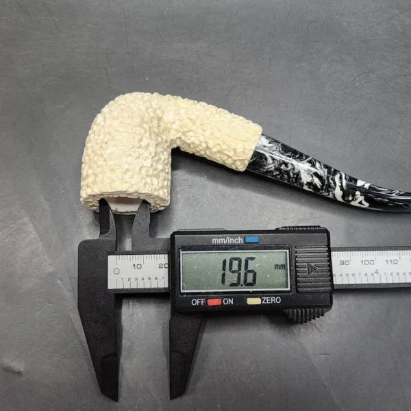 MBSD Meerschaum Rusticated Bent Dublin Block Meerschaum Pipe - Image 11