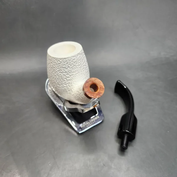 MBSD Meerschaum Deluxe Rusticated Bent Egg Block Meerschaum Pipe, Briar-Mortis [SOLD OUT] - Image 12