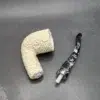 MBSD Meerschaum Rusticated Bent Dublin Block Meerschaum Pipe - Image 12