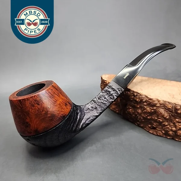Bari Wiking Handmade Partially Sandblasted Bent Estate Briar Pipe, Unsmoked [SOLD OUT]