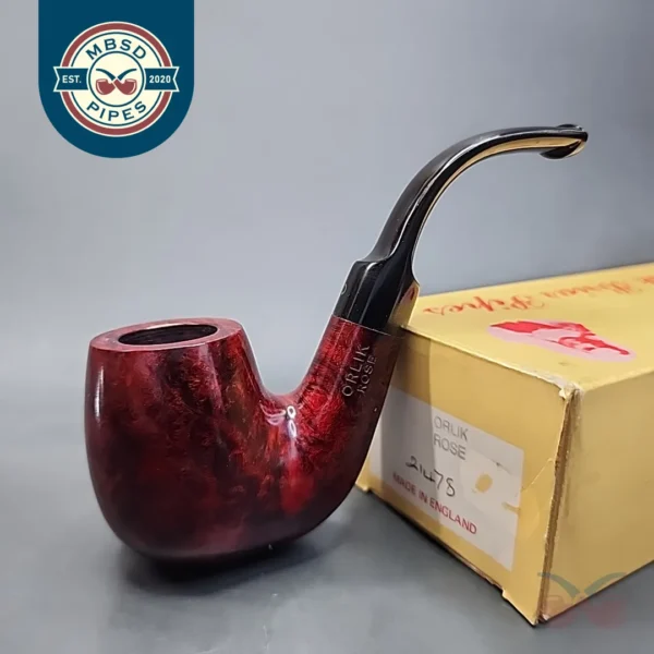 Orlik Rose 21478 Bent Billiard Estate Briar Pipe, Unsmoked