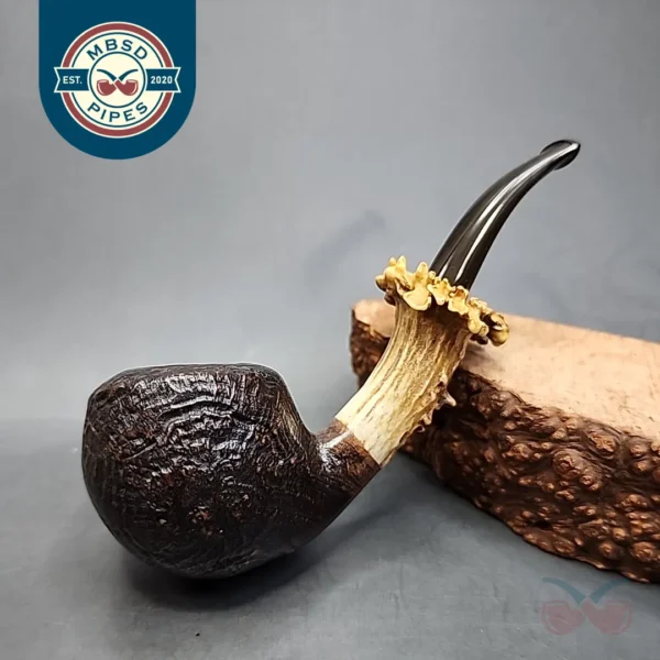 La Biota Sandblasted Bent Apple Handmade Briar Pipe, New