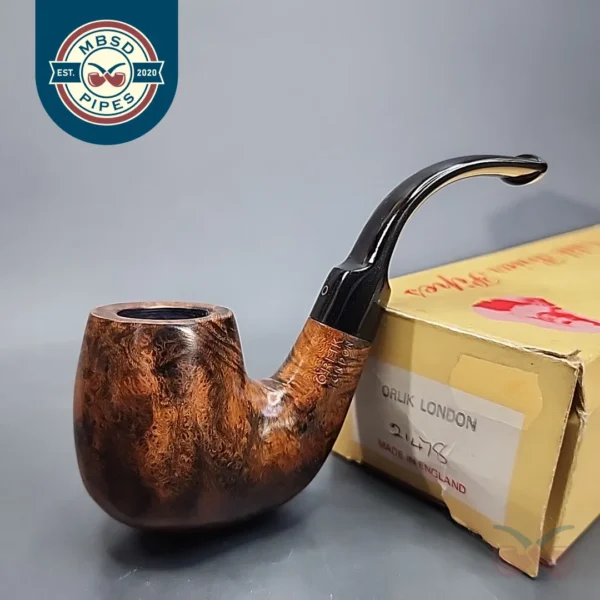 Orlik London 21478 Smooth Bent Billiard Estate Briar Pipe, Unsmoked [SOLD OUT]