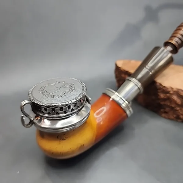 Antique Silver Mounted Block Meerschaum Kalmasch Pipe [SOLD OUT] - Image 3