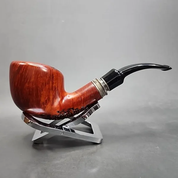Vauen by Barontini 415 Partially Rusticated Bent Dublin Estate Briar Pipe, Unsmoked, 9mm [SOLD OUT] - Image 4