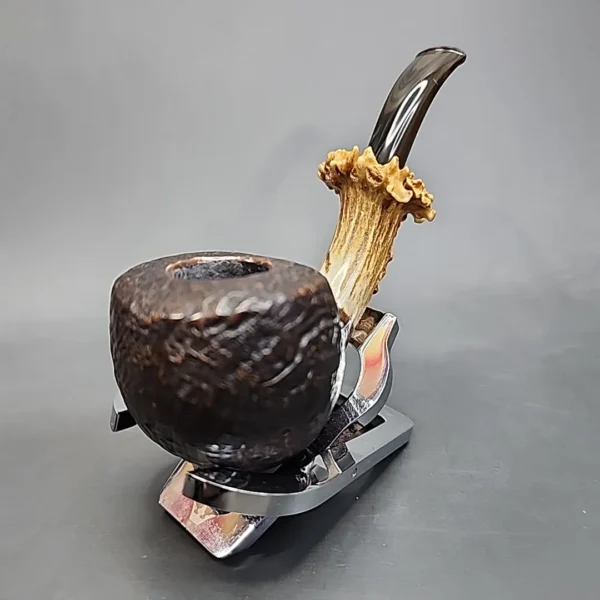 La Biota Sandblasted Bent Apple Handmade Briar Pipe, New - Image 5
